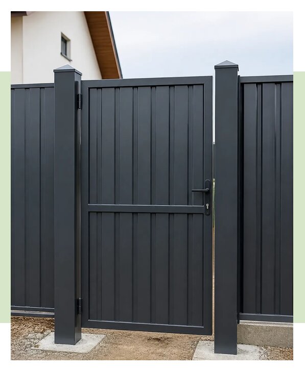 Калитка со столбами из профнастила под ключ в Великих Луке